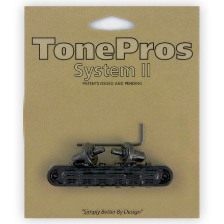 TonePros T3BP B - Standard Tune-O-Matic Bridge (Small Posts / Notched Saddles) - Black