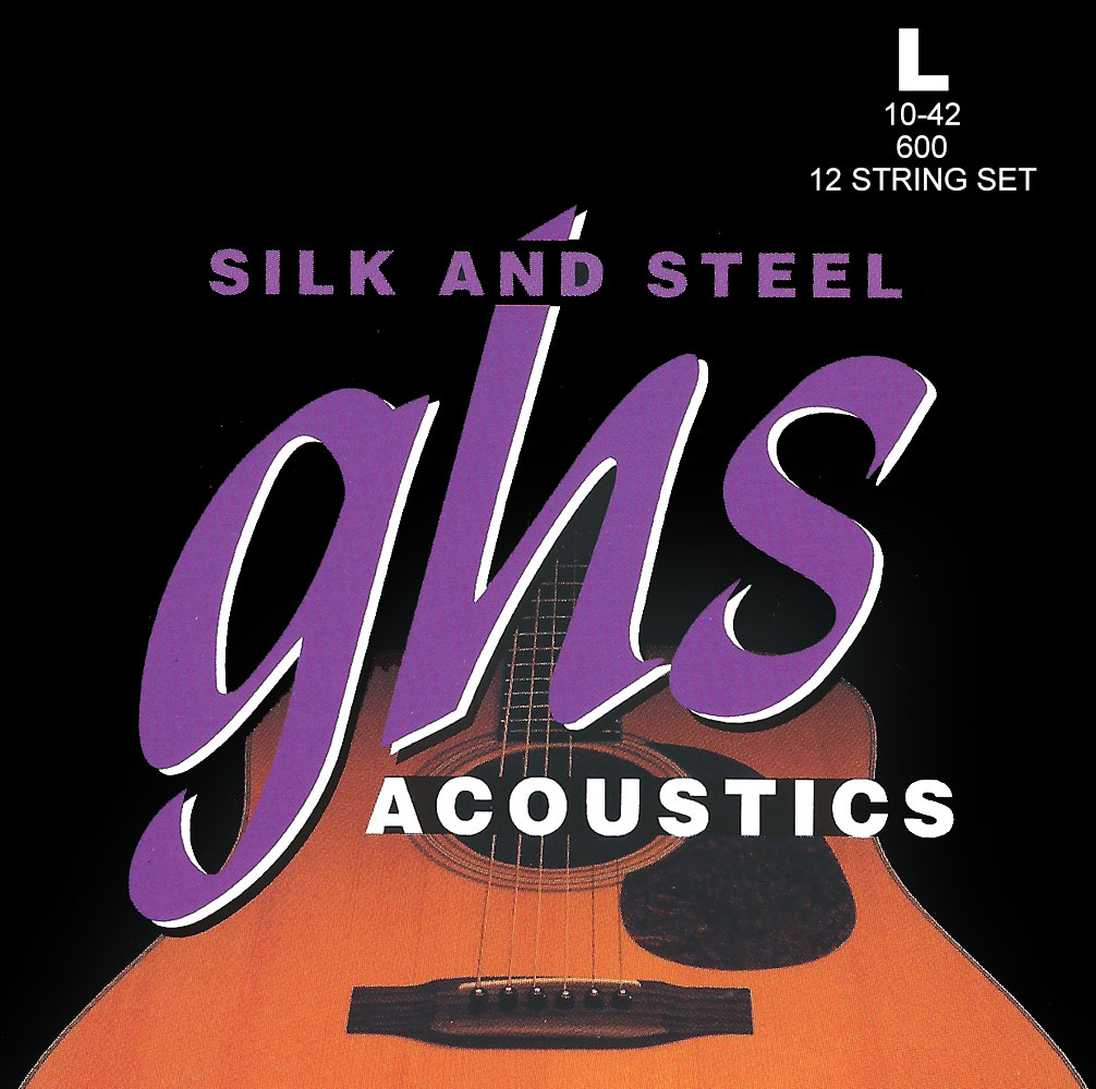 GHS Silk and Steel - 600 - Acoustic Guitar String Set, 12-String, Silver-plated Copper, Light, .010-.042