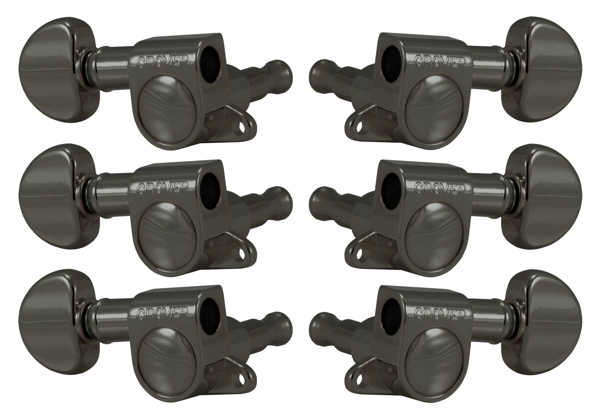 Grover 205BN Mini Rotomatics with Round Button - Guitar Machine Heads, 3 + 3 - Black Nickel