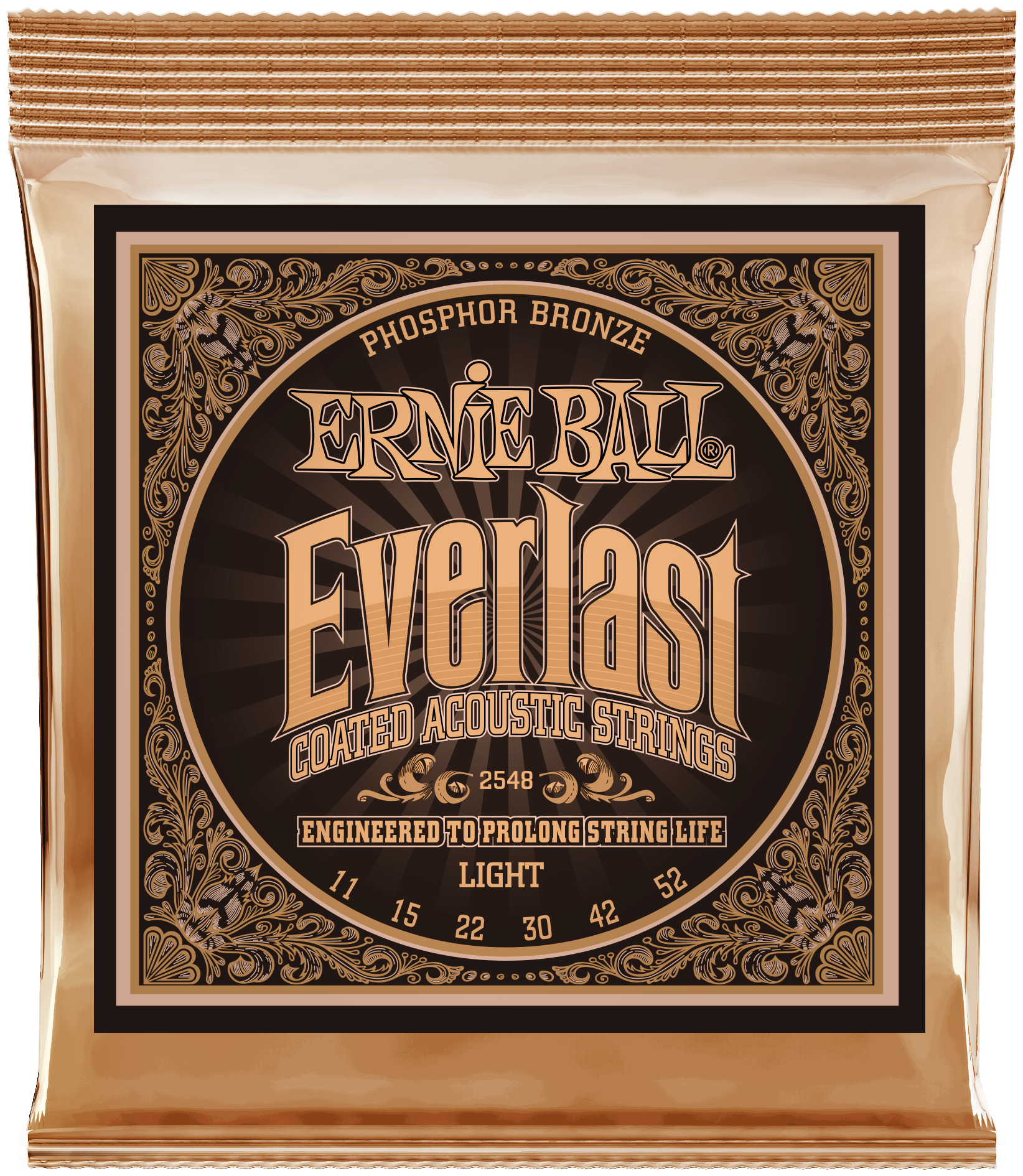ERNIE BALL 2548 Coated Akustik-Gitarrensaiten, Everlast Phosphor Bronze, Light 011-052