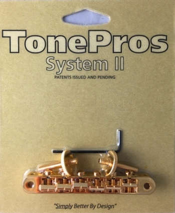 TonePros AVR2P G - Tune-O-Matic Bridge with Notched Saddles (Vintage ABR-1 Replacement) - Gold