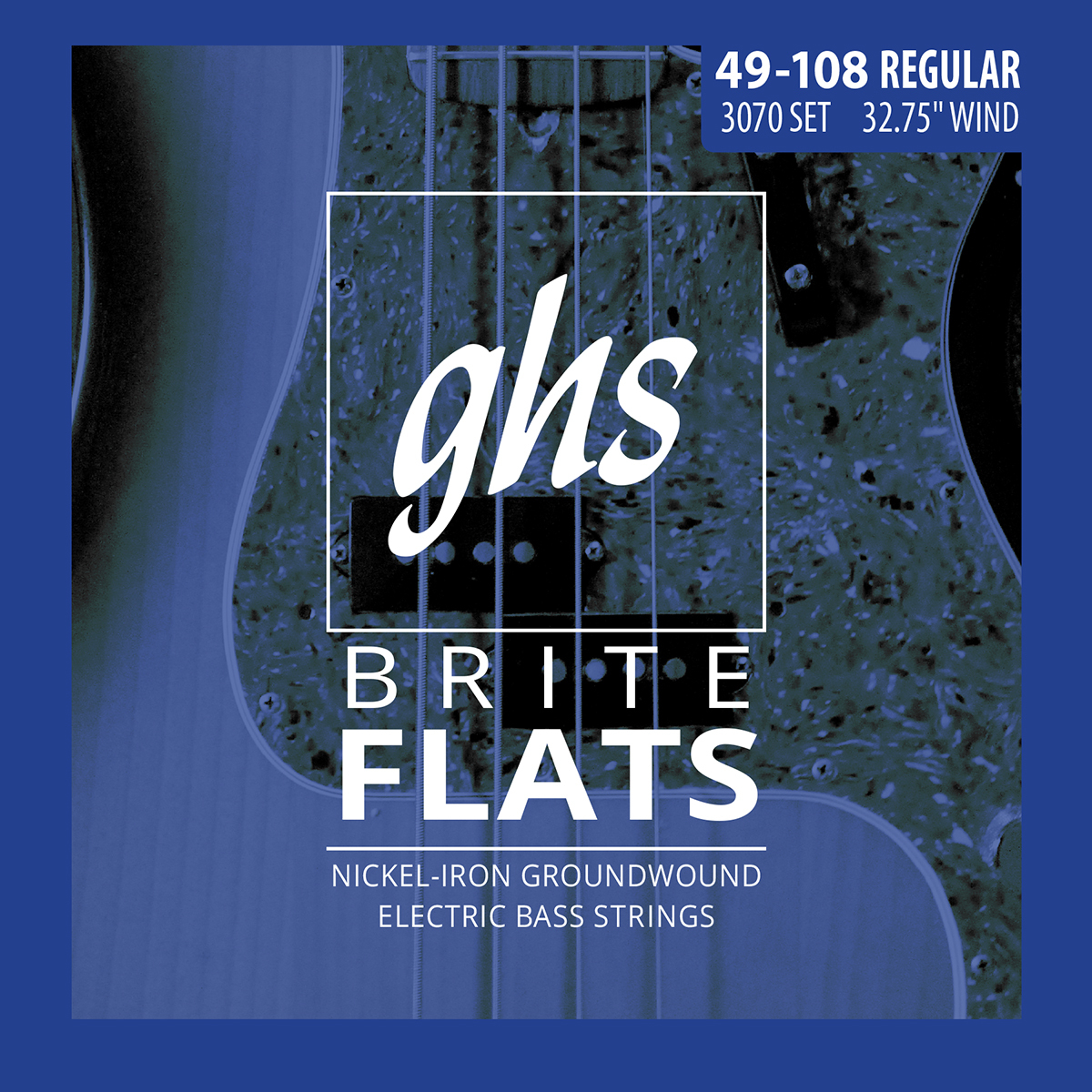 GHS Brite Flats - 3070 - Bass String Set, 4-String, Regular, .049-.108, Short Scale