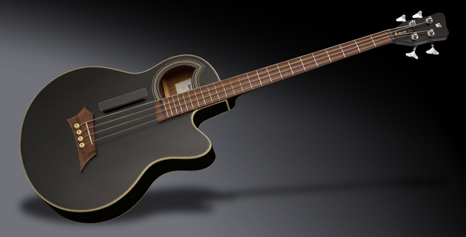 Warwick RockBass Alien Deluxe Hybrid Thinline, 4-String - Solid Black Satin