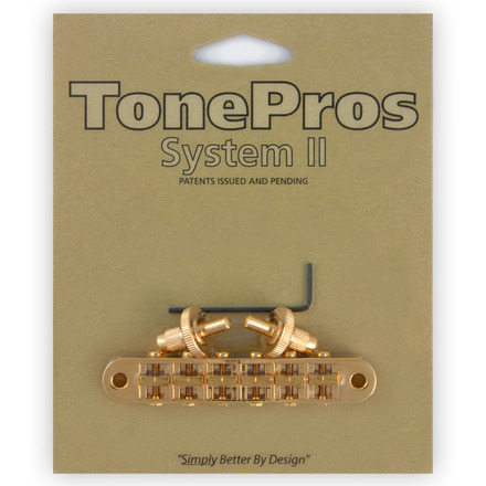 TonePros T3BP G - Standard Tune-O-Matic Bridge (Small Posts / Notched Saddles) - Gold
