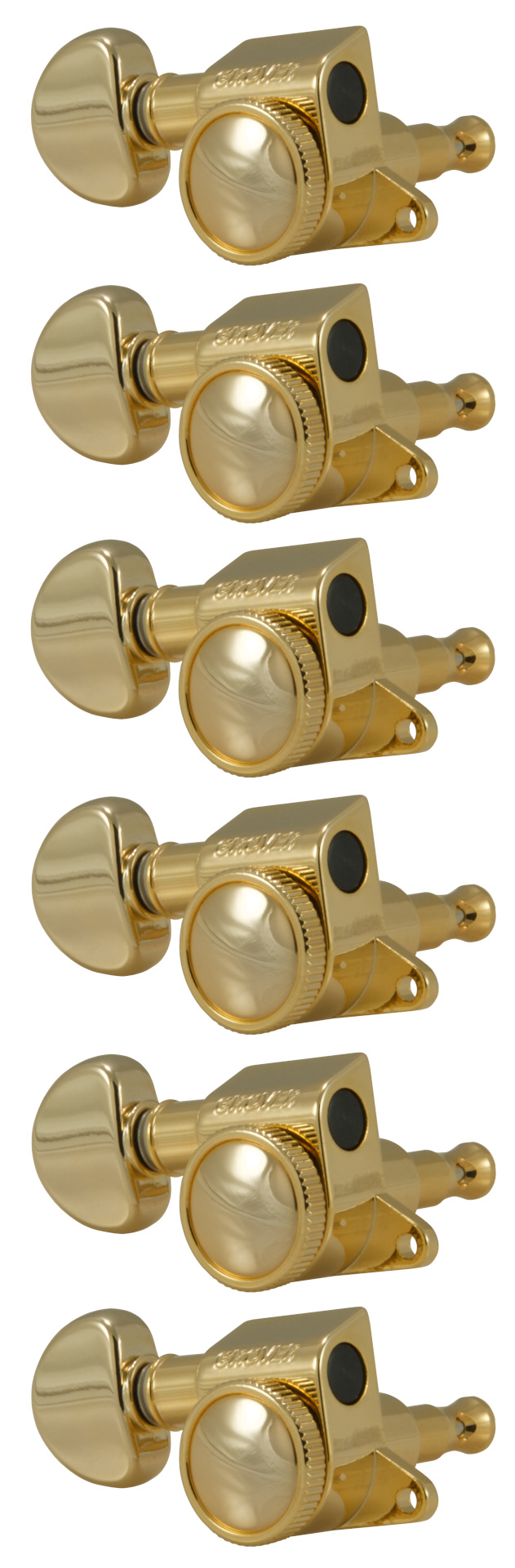 Grover 505GL6 Mini Roto-Grip Locking Rotomatics - Guitar Machine Heads, 6-in-Line, Lefthand, Treble Side (Right) - Gold