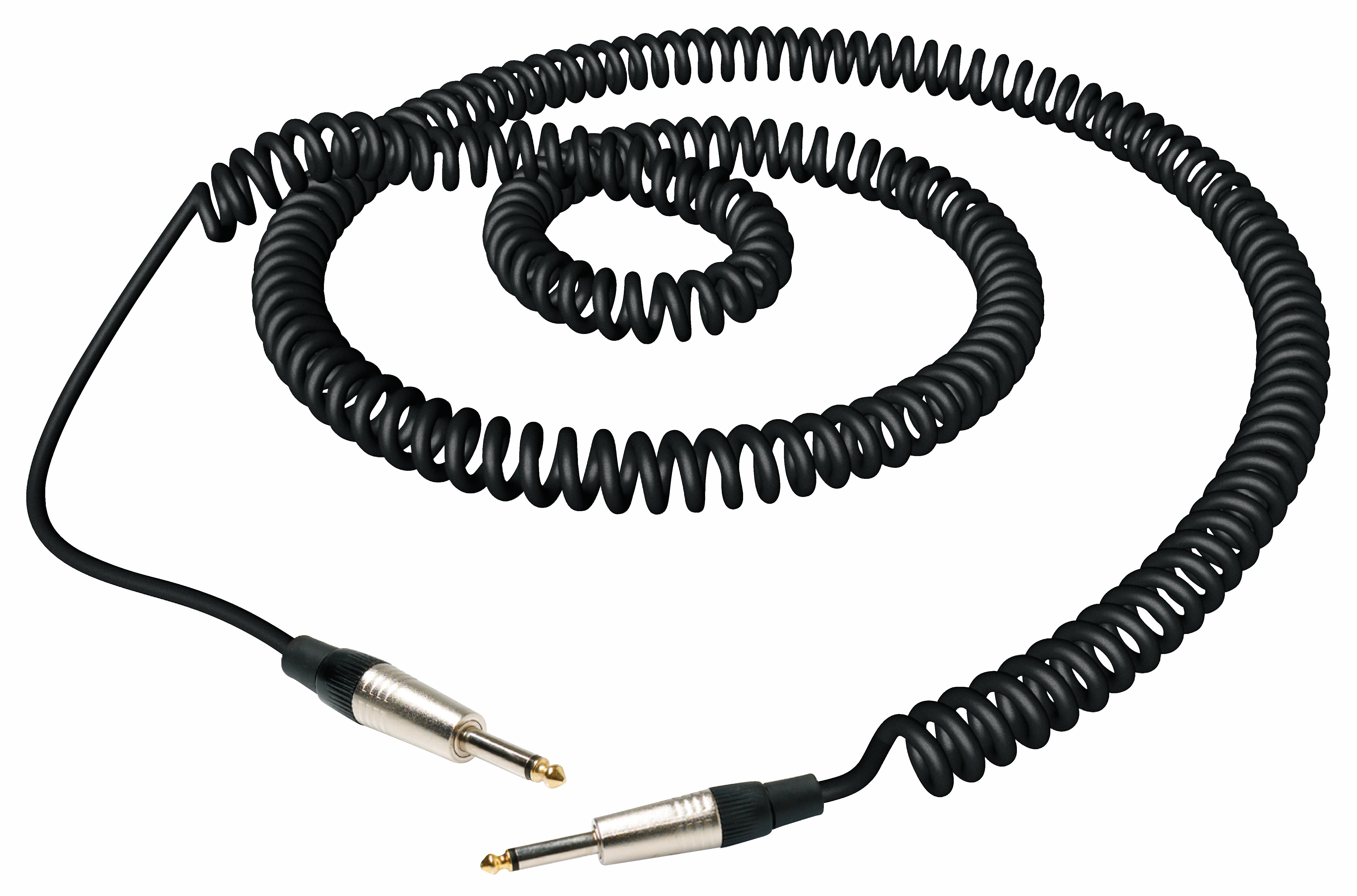 RockCable Instrument Cable - straight TS (6.3 mm / 1/4"), Coiled, 5 m / 16.4 ft - Black