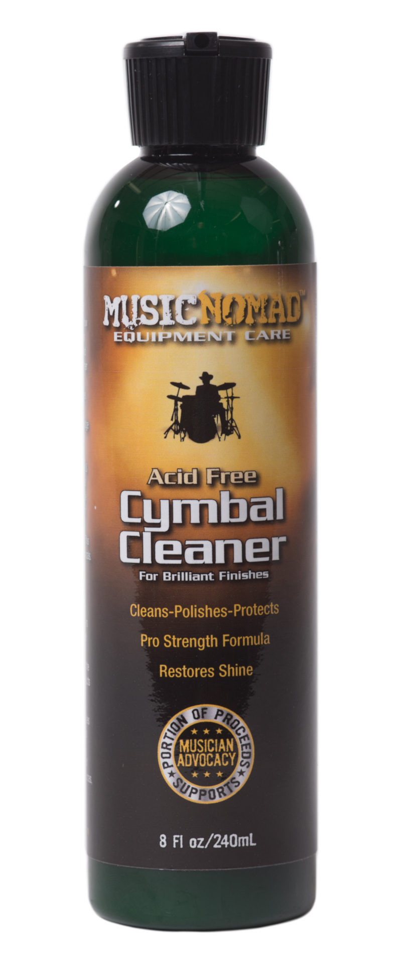 MusicNomad Cymbal Cleaner (MN111) - Cleaner and Polisher for Brilliant Finishes, 240 ml (8 oz.)