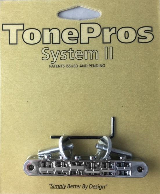 TonePros AVR2P C - Tune-O-Matic Bridge with Notched Saddles (Vintage ABR-1 Replacement) - Chrome