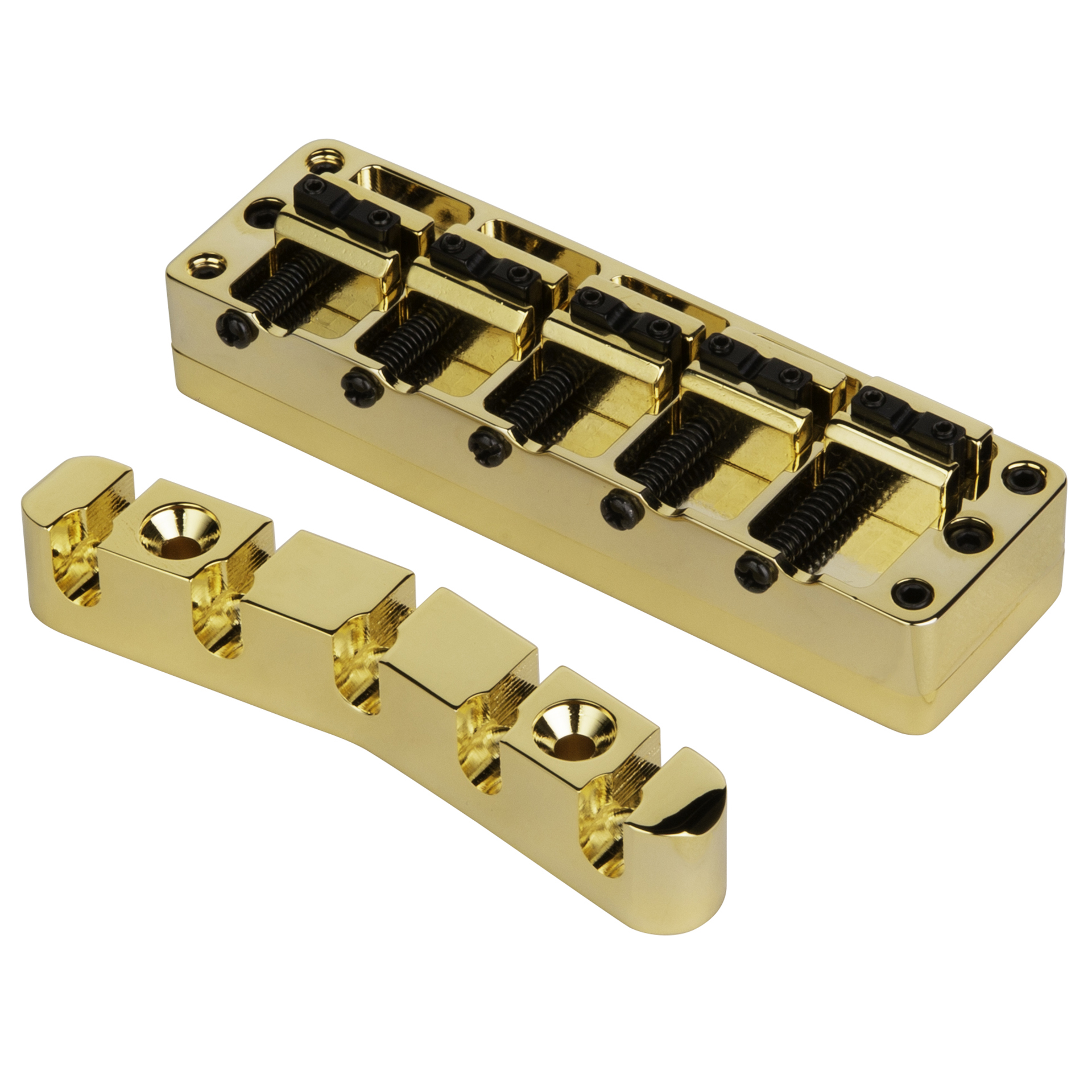 Warwick Parts - 3D Bridge + Tailpiece, 5-String, Broadneck, Brass - Gold