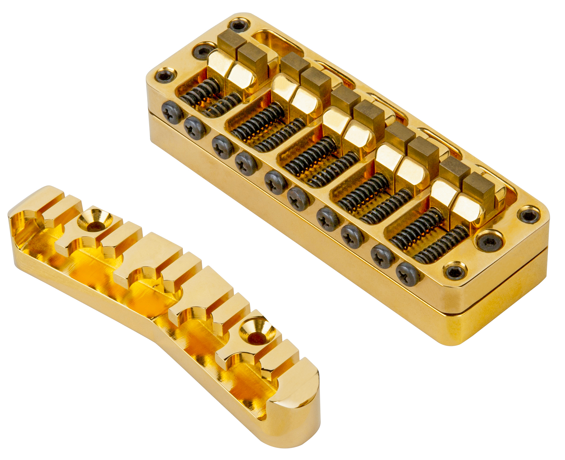 Warwick Parts - 2-Piece 3D Bridge & Tailpiece, 10-String, Brass - Gold