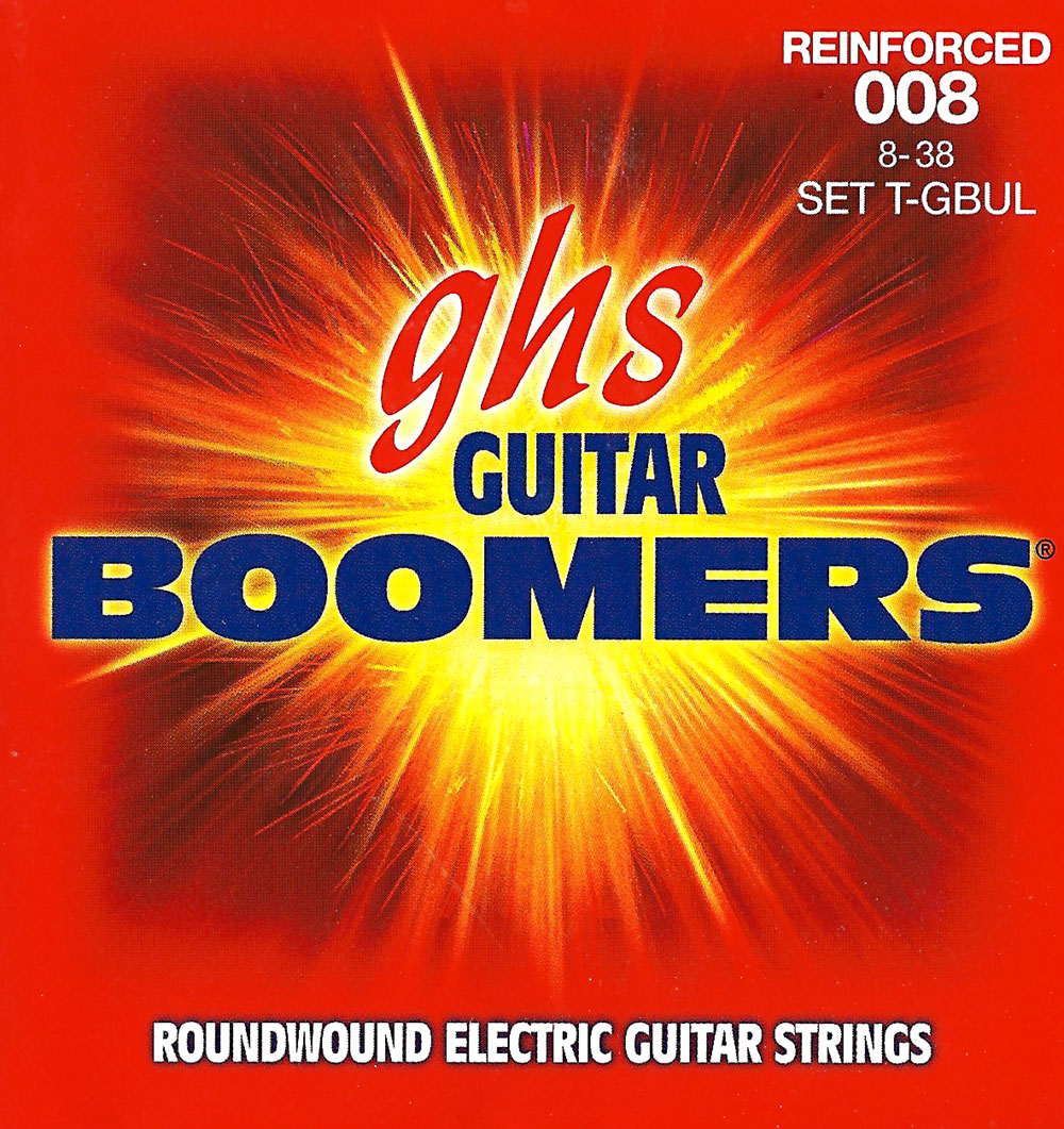 GHS Reinforced Guitar Boomers - T-GBUL - Electric Guitar String Set, Ultra Light, .008-.038, for Vibrato Systems