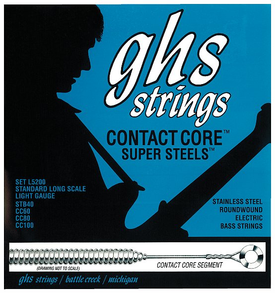 GHS Contact Core Super Steels - L5200 - Bass String Set, 4-String, Light, .040-.100