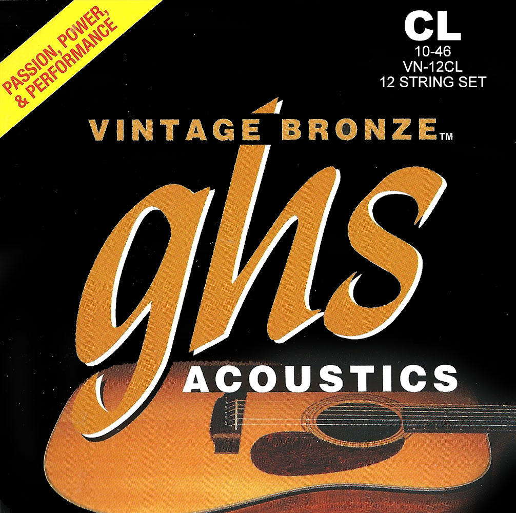 GHS Vintage Bronze - VN - 12CL  - Acoustic Guitar String Set, 12-String, Custom Light, .010-.046