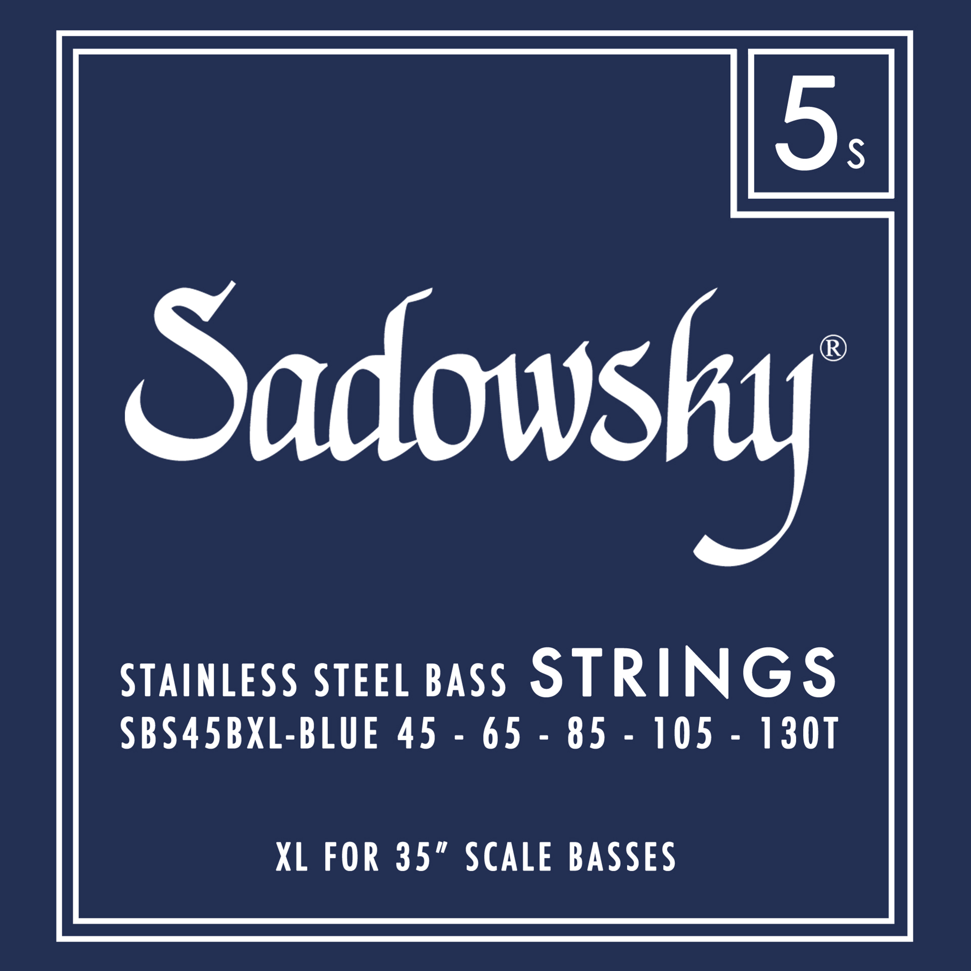 Sadowsky Blue Label Bass String Set, Stainless Steel, Taperwound, Extra Long (35") - 5-String, 045-130