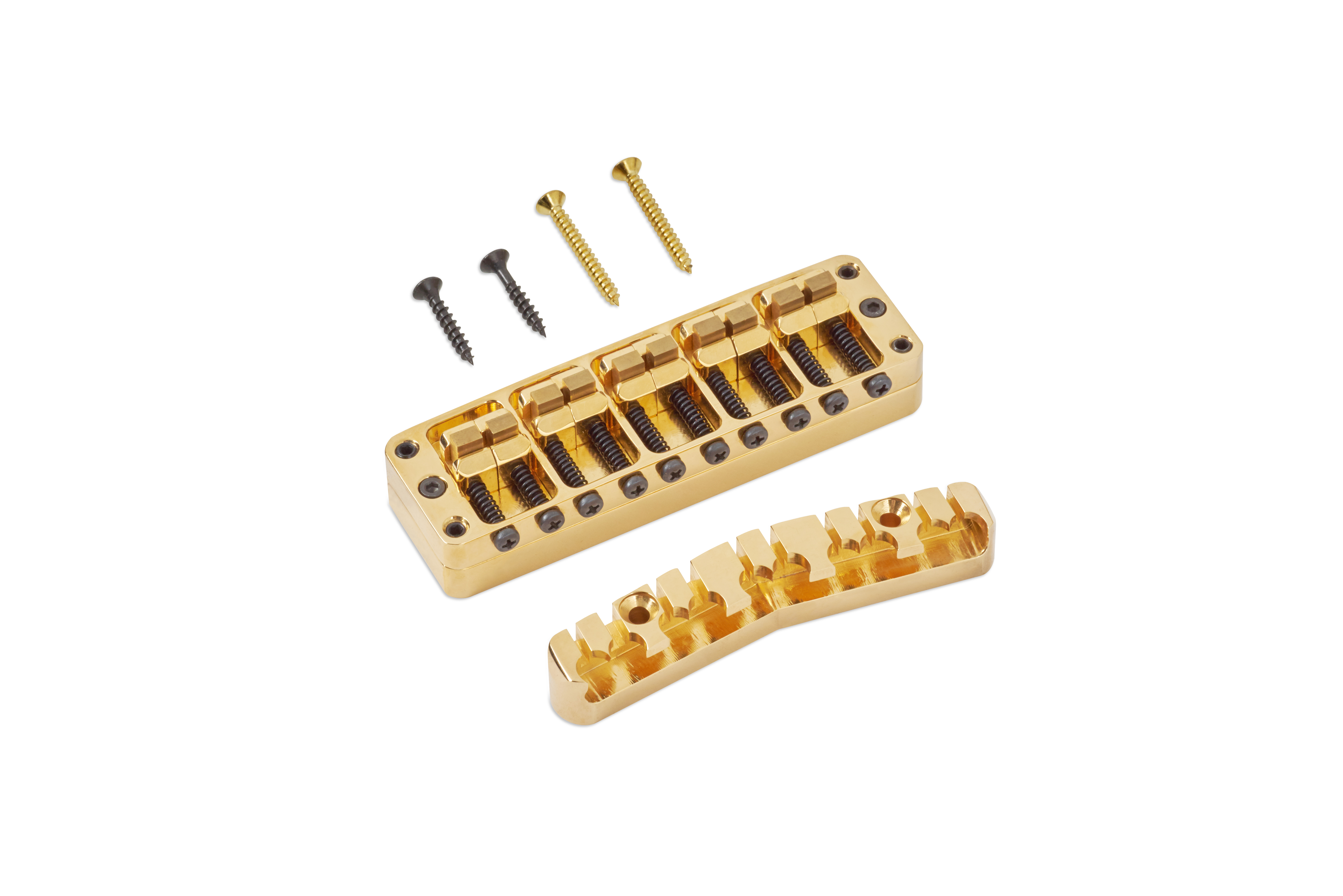 Warwick Parts - 3D Bridge + Tailpiece, 10-String, Broadneck, Brass - Gold