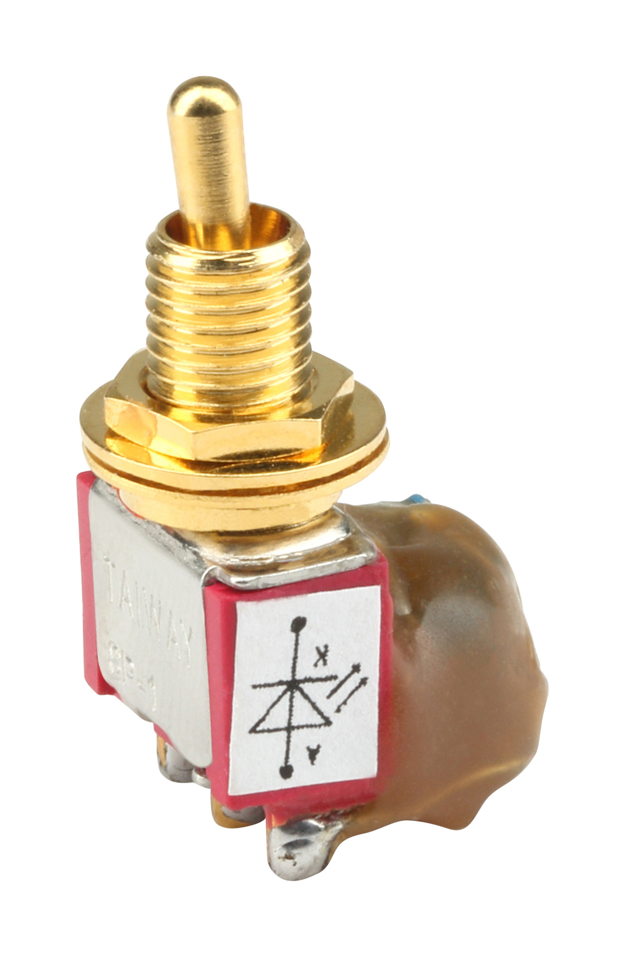 MEC LED Mini Toggle Switch Assembly, Short, Solder Lugs, with Trim Pot, ON/ON, SPDT - Gold