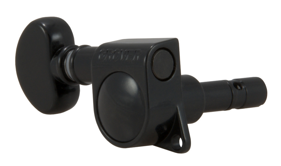Grover 406BC Mini Locking Rotomatics with Round Button - Single Guitar Machine Head, 1 Piece, Treble Side (Right) - Black Chrome