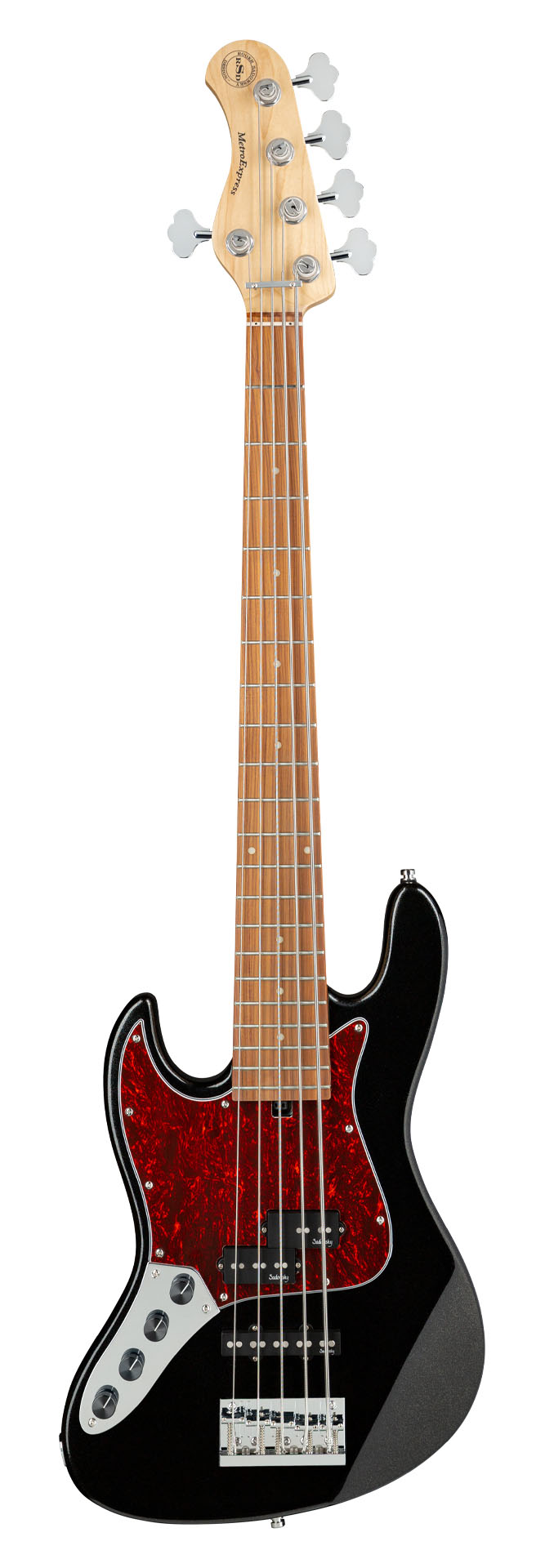 Sadowsky MetroExpress 21-Fret Hybrid P/J Bass, Morado Fingerboard, Lefthand, 5-String - Solid Black High Polish