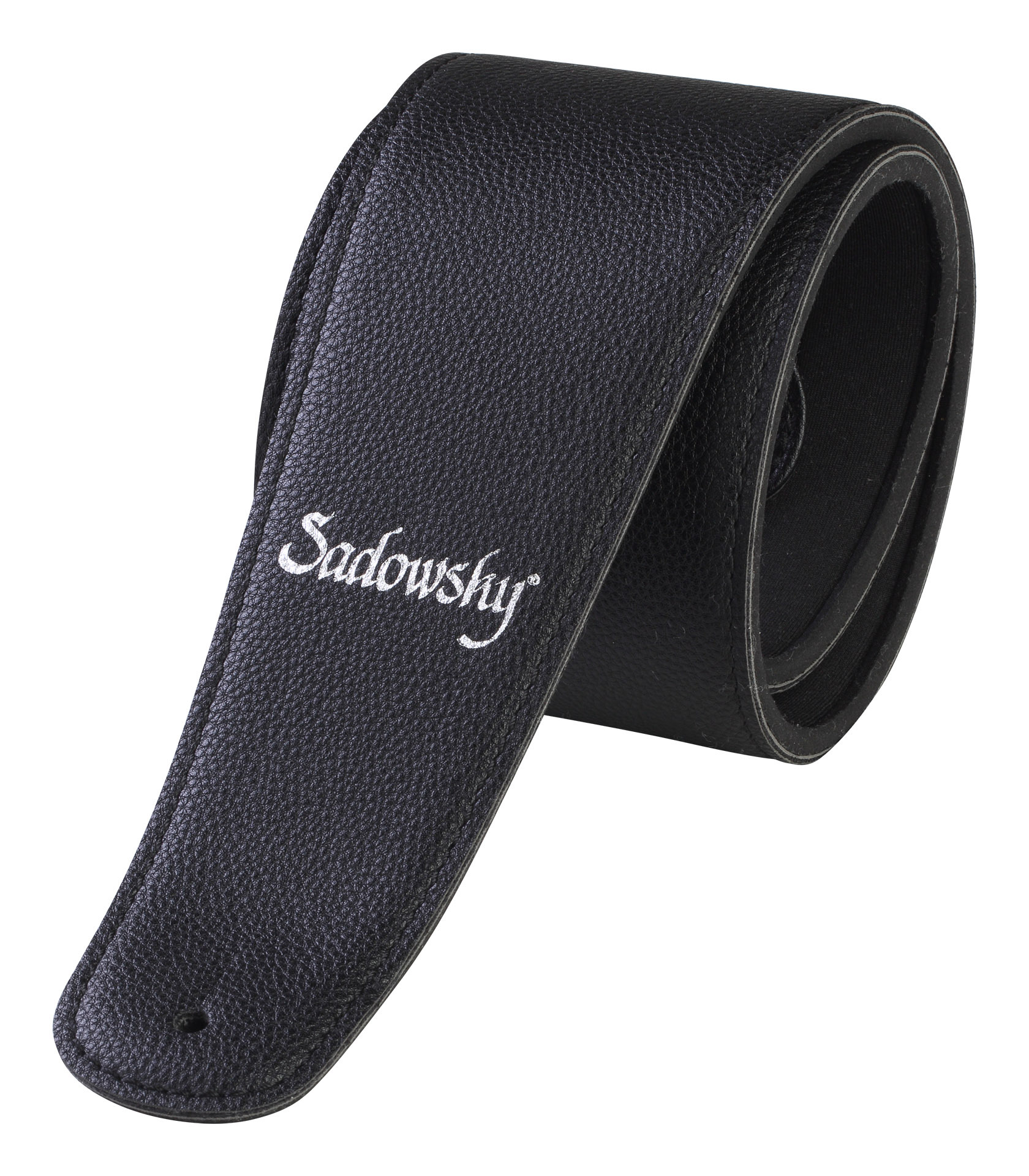 Sadowsky Synthetic Leather Bass Strap with Neoprene Padding - Black, Silver Embossing