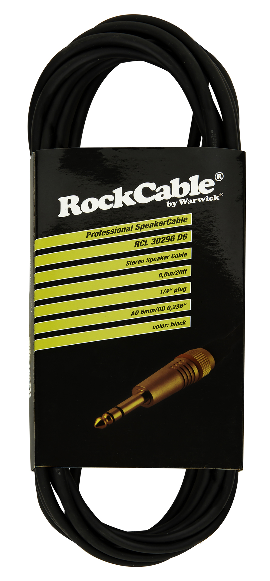RockCable Speaker Cable - straight TRS (6.3 mm / 1/4"), 6 m / 19.7 ft