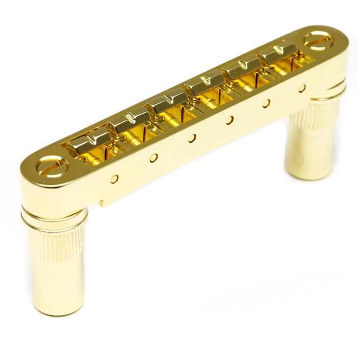 ResoMax PM-8863-G0 - NV1 Tune-O-Matic Bridge with ResoMax Saddles (Large Posts, 6 mm) - Gold