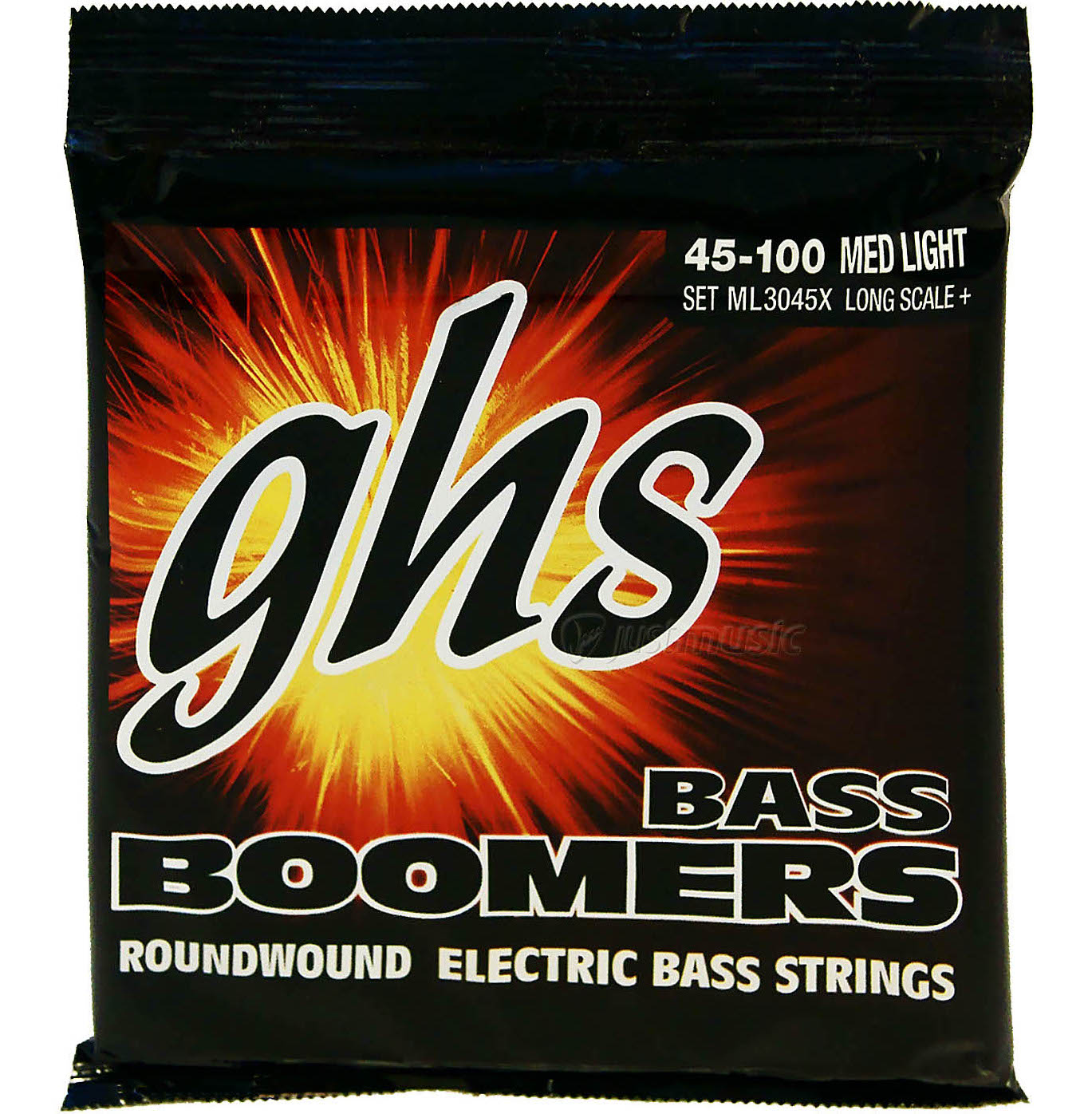 GHS Bass Boomers - ML3045X - Bass String Set, 4-String, Medium Light, .045-.100, Extra Long Scale
