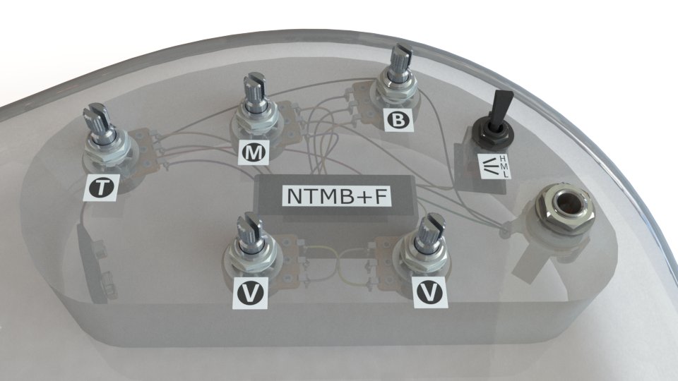 Bartolini NTMB+F 3-Band Preamp (HR-5.3/918), 5 Pots, 1 Toggle