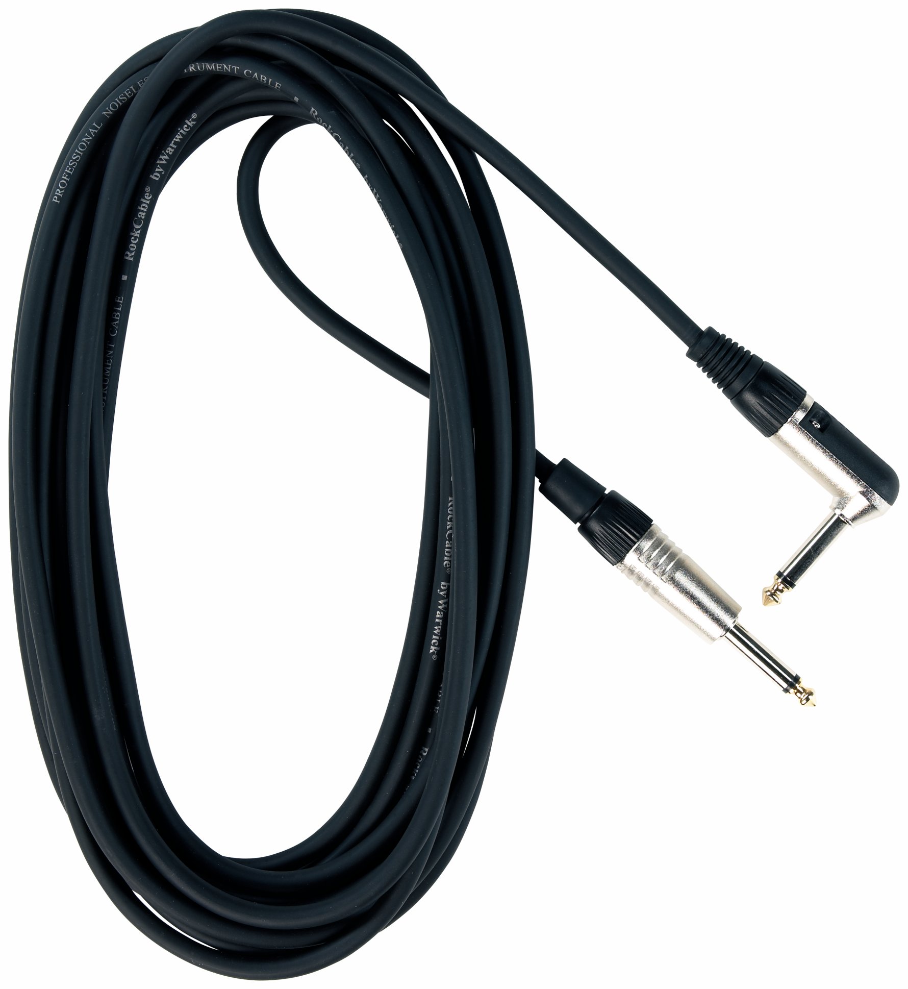 RockCable Instrument Cable - angled / straight TS (6.3 mm / 1/4"), 6 m / 19.7 ft - Black