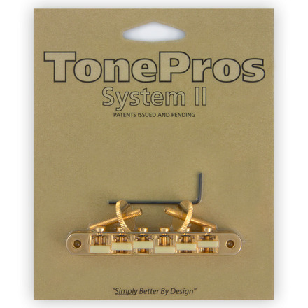 TonePros AVR2G G - Tune-O-Matic Bridge with 'G Formula' Saddles (Vintage ABR-1 Replacement) - Gold