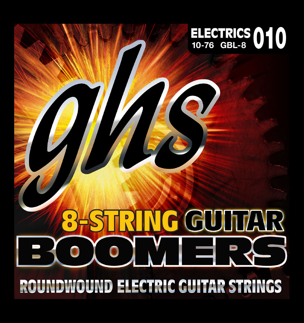 GHS Guitar Boomers - GB8L - Electric Guitar String Set, 8-String, Light, .010-.076