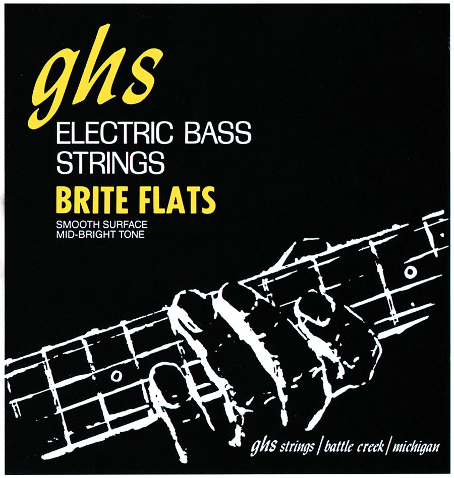 GHS Brite Flats - M3075 - Bass String Set, 4-String, Medium, .049-.108
