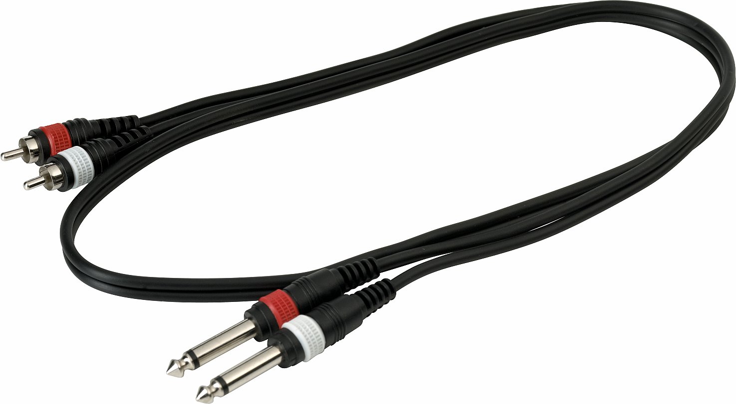 RockCable Patch Cable - 2 x RCA to 2 x TS (6.3 mm / 1/4") - 1 m / 3.3 ft