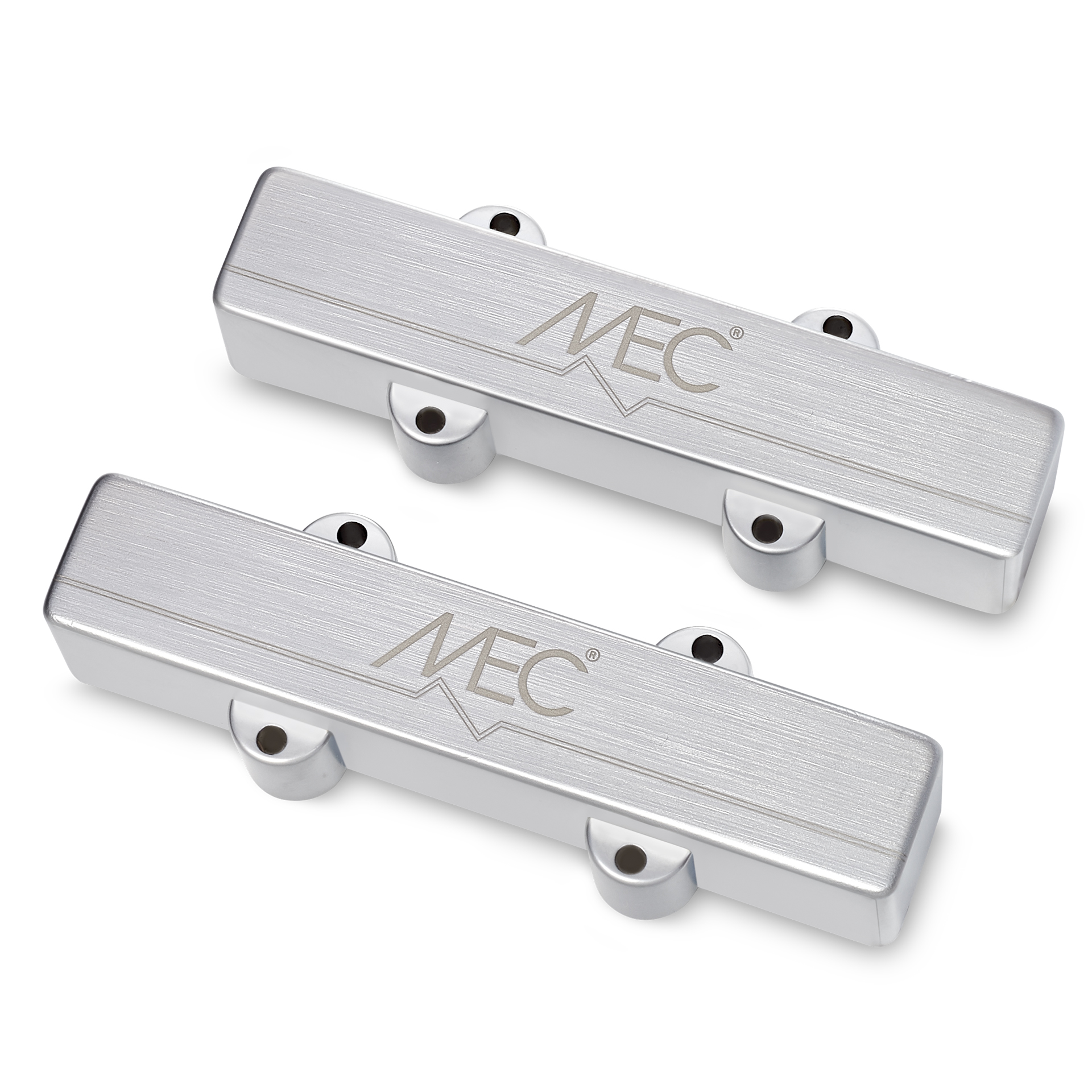 MEC Active J/J-Style Bass Pickup Set, Metal Cover, 4-String - Brushed Chrome
