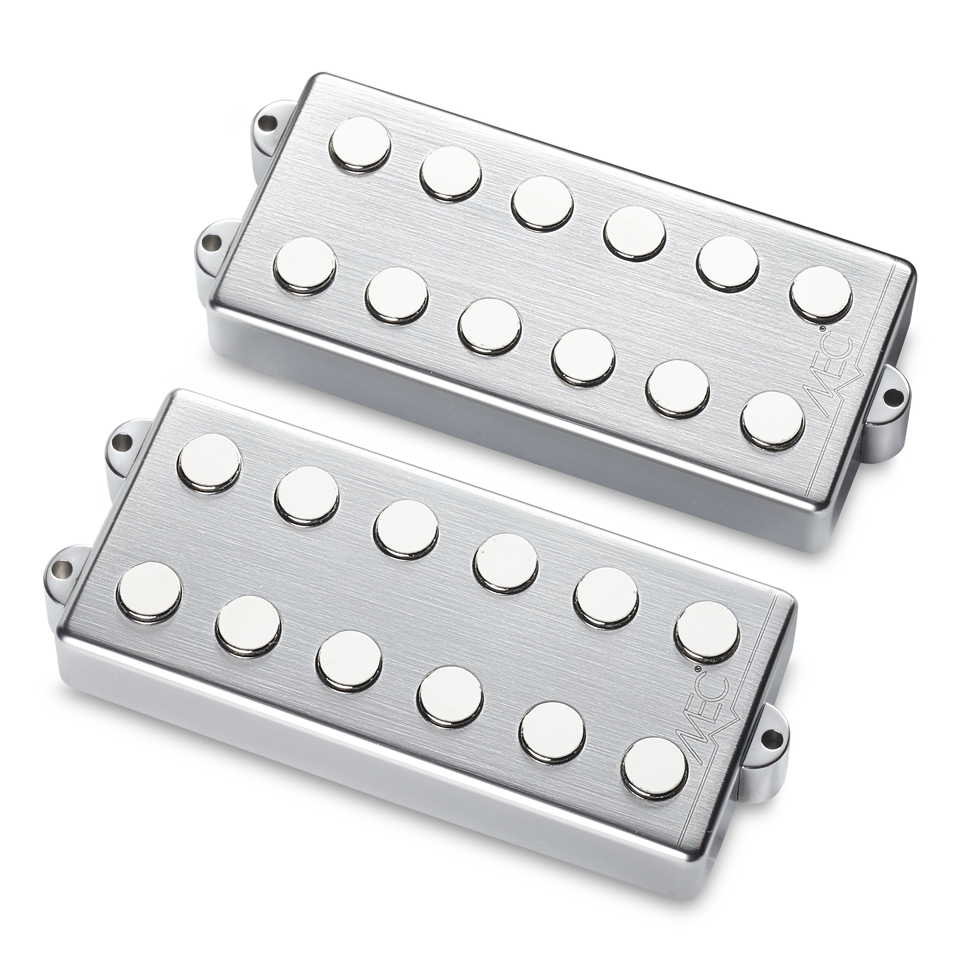 MEC Passive MM-Style Bass Pickup Set, Metal Cover, 6-String - Brushed Chrome