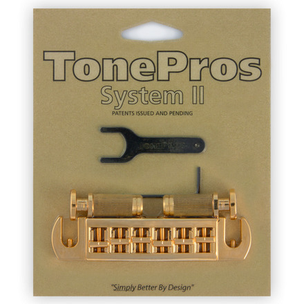 TonePros AVT2P G - Wraparound Bridge with SPRS2 Locking Studs (USA P-Style) - Gold