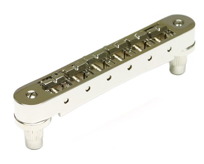 ResoMax PM-8843-N0 - NV1 Tune-O-Matic Bridge with ResoMax Saddles (Small Posts, 4 mm) - Nickel