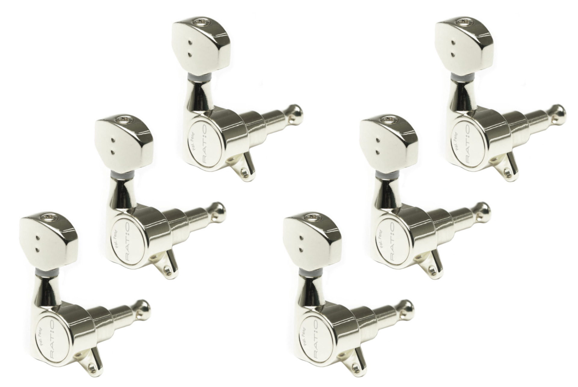 Graph Tech PRN-4721-C0 Ratio Electric Guitar Machine Heads with Mini Contemporary Button, Offset Screw - 6-in-Line, Bass Side (Left) - Chrome