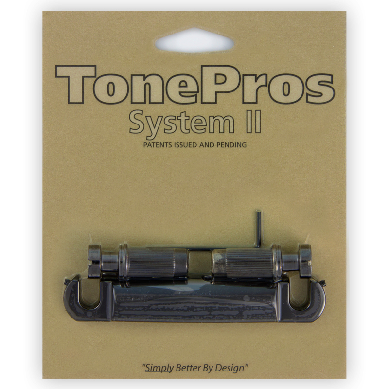 TonePros T1Z BC - Metric Tailpiece (Locking Stop Bar) - Black Chrome