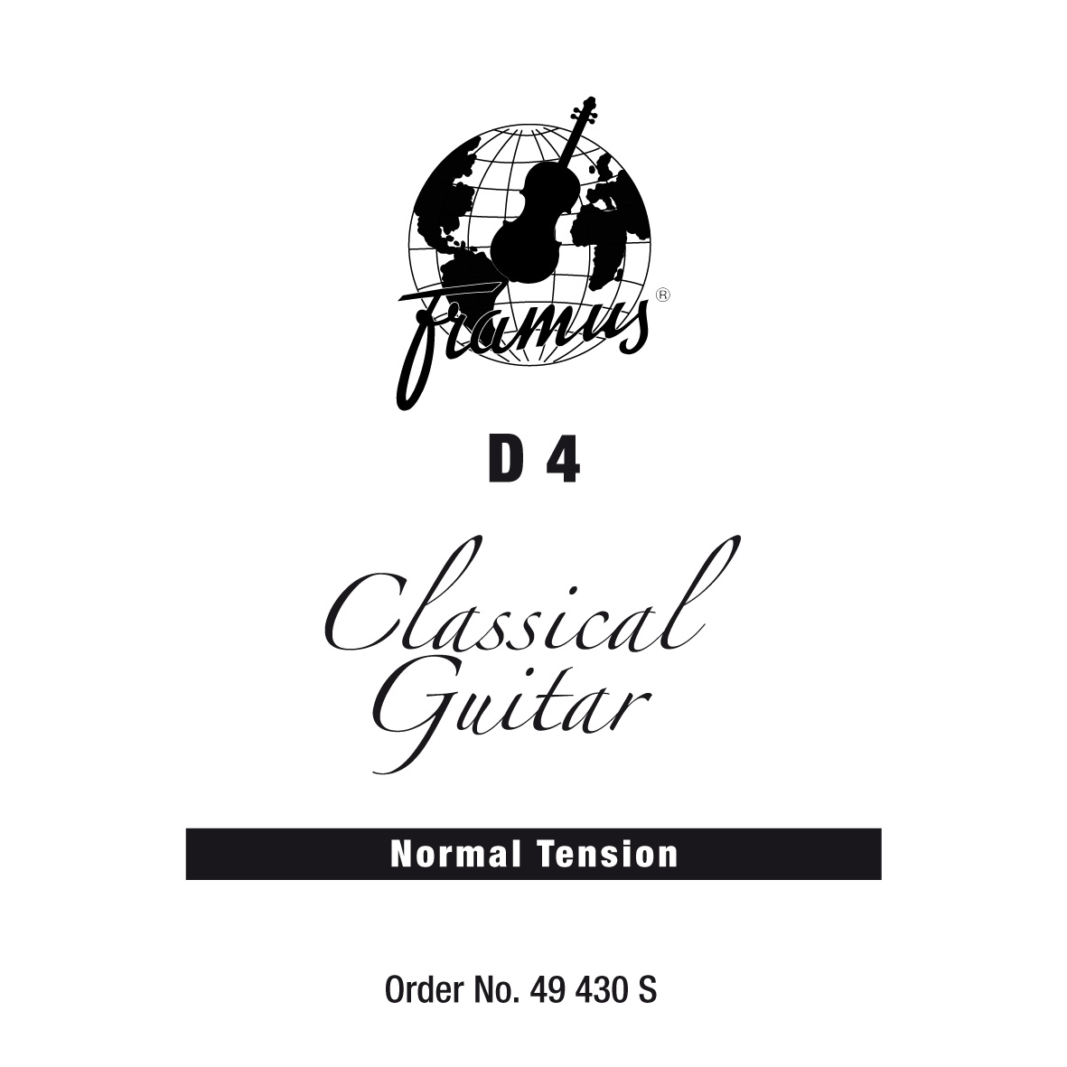 Framus Classic - Classical Guitar Single String, D 4, .030, wound, Normal Tension