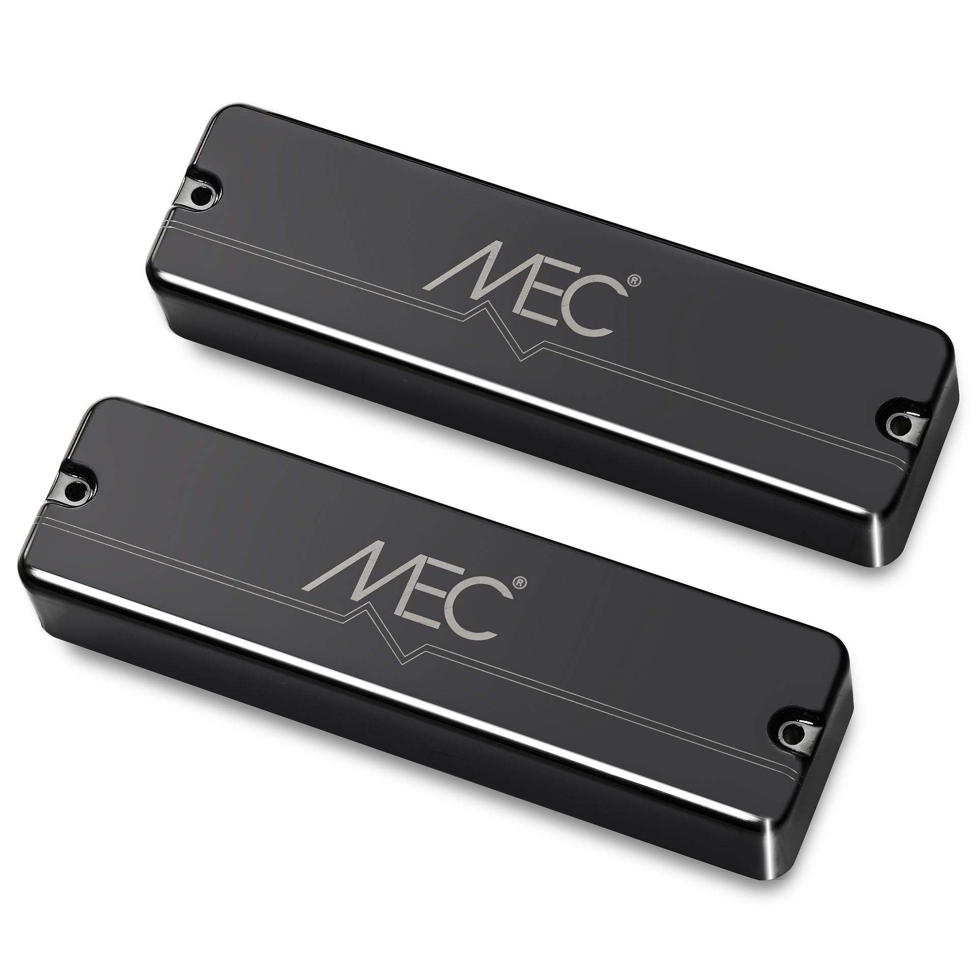 MEC Active Soapbar Humbucker Bass Pickup Set, Metal Cover, 6-String - Black Chrome