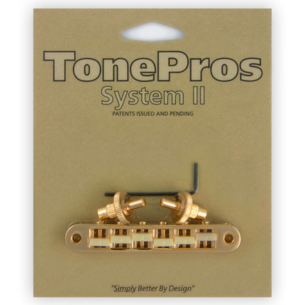 TonePros TP6G G - Standard Tune-O-Matic Bridge with 'G Formula' Saddles (Small Posts) - Gold
