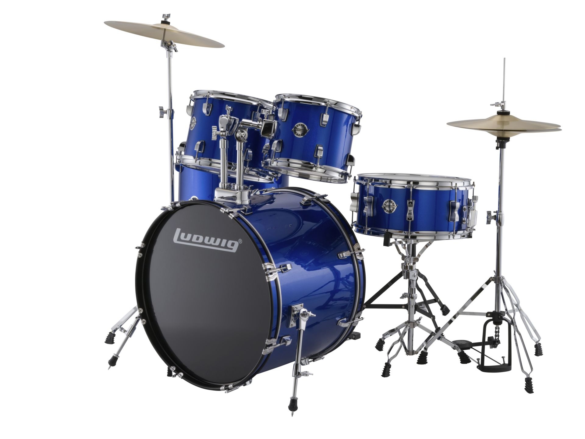 Ludwig Schlagzeug LC175 Accent Fusion Complete 5 Piece Drum Set Kit, Blue