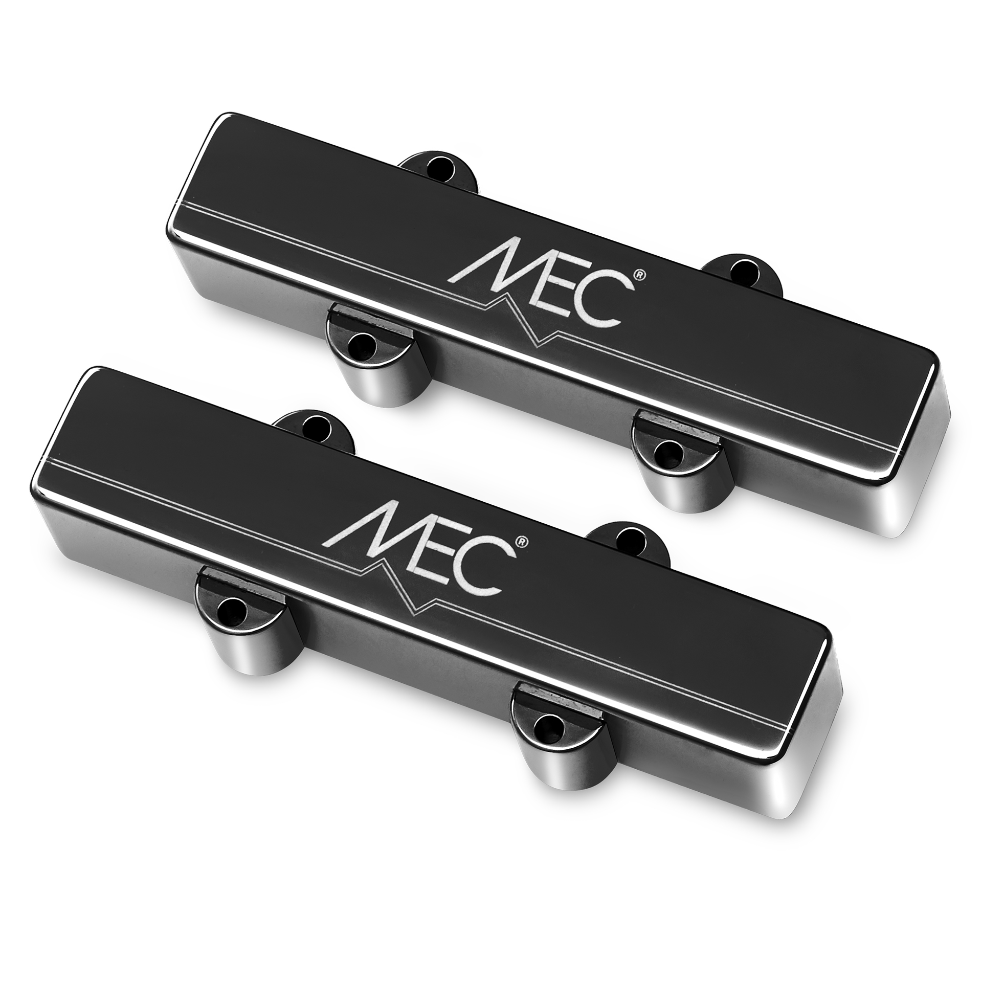 MEC Active J/J-Style Bass Pickup Set, Metal Cover, 5-String - Black Chrome