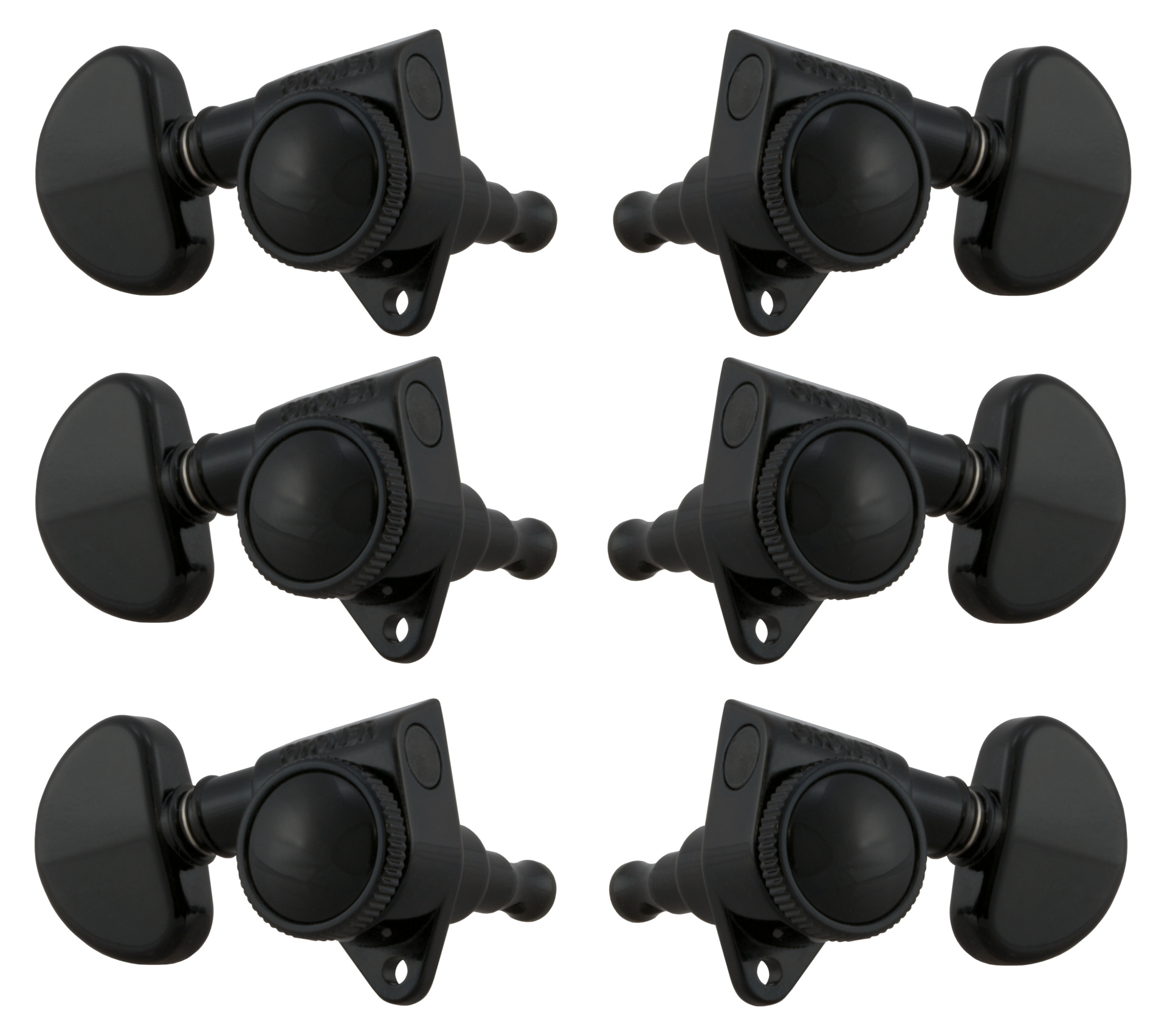 Grover 502BC Roto-Grip Locking Rotomatics with Round Button - Guitar Machine Heads, 3 + 3 - Black Chrome