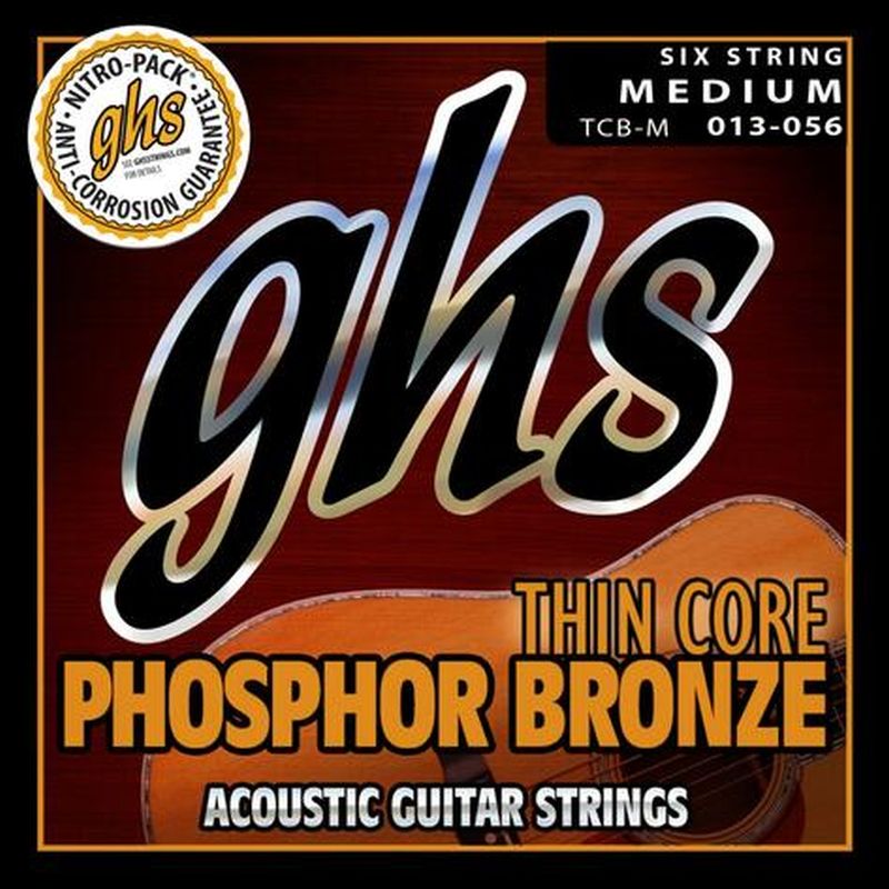 GHS Thin Core Phosphor Bronze - TCB-M - Acoustic Guitar String Set, Medium, .013"-.056" 