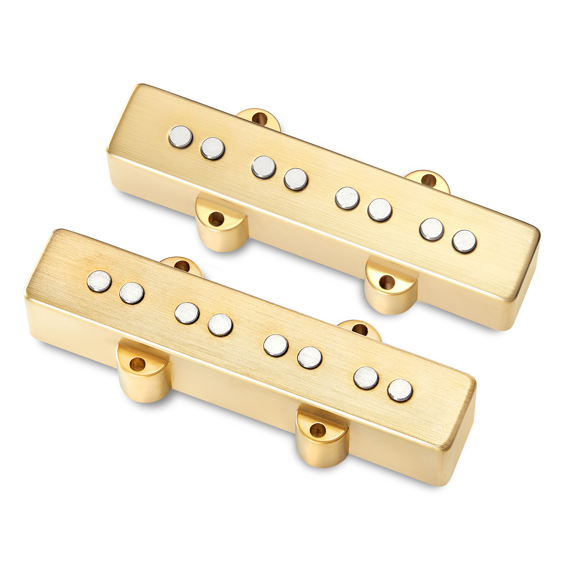 MEC Passive J/J-Style Bass Pickup Set, Metal Cover, Open Pole Pieces, 4-String - Brushed Gold