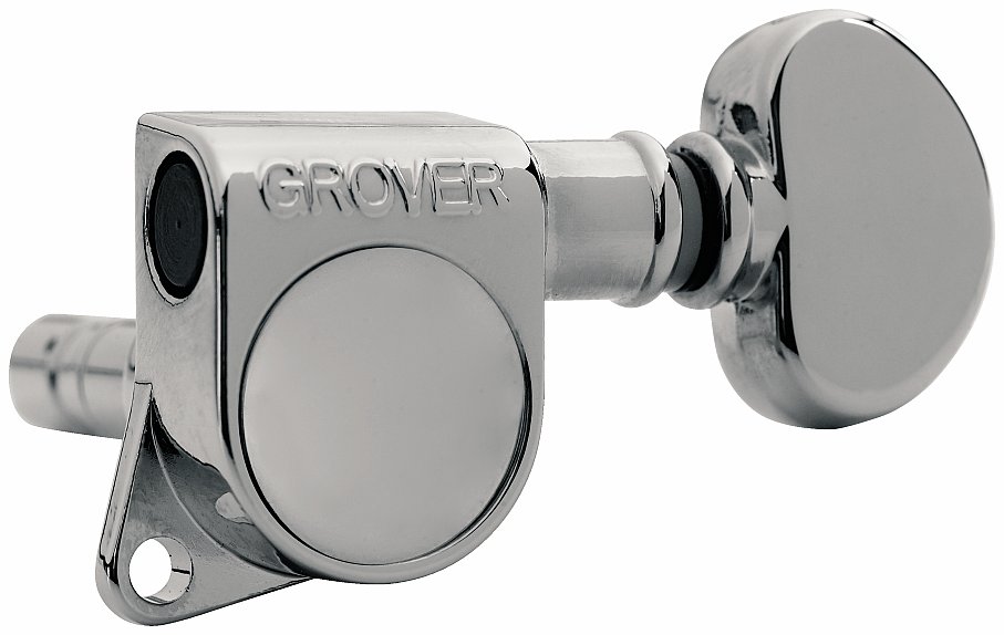 Grover 406N Mini Locking Rotomatics with Round Button - Guitar Machine Heads, 3 + 3 - Nickel