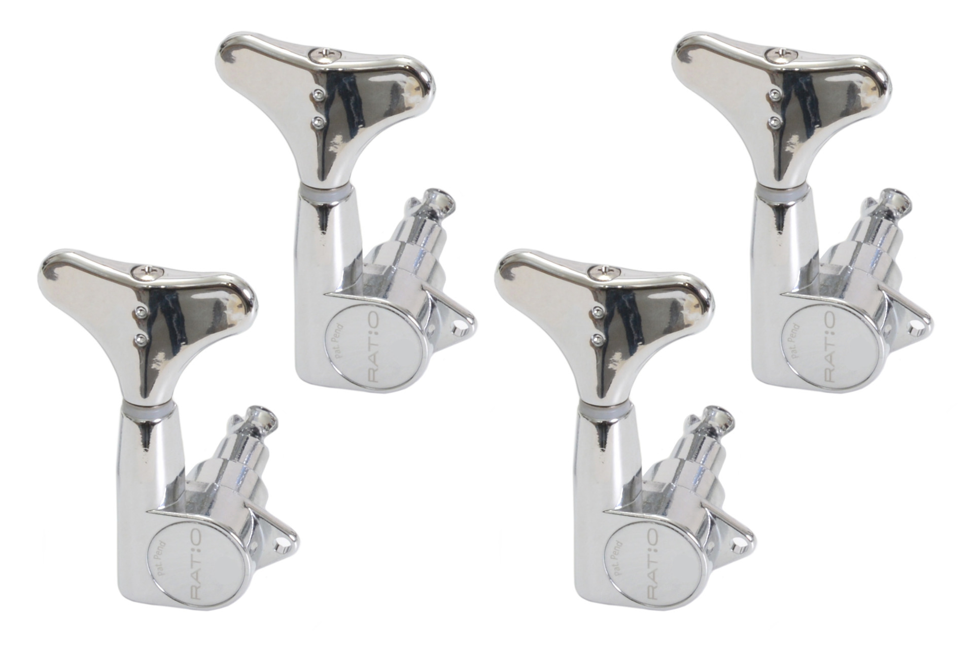 Graph Tech PRB-4400-C0 Ratio Bass Machine Heads with Y-Style Button - 4-String, 4-in-Line, Bass Side (Left) - Chrome