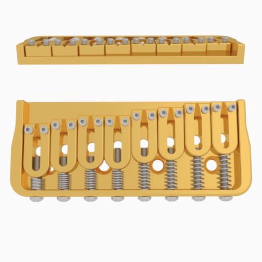 Hipshot Fixed Guitar Bridge for 8-String, .125" / 3.2 mm - Gold