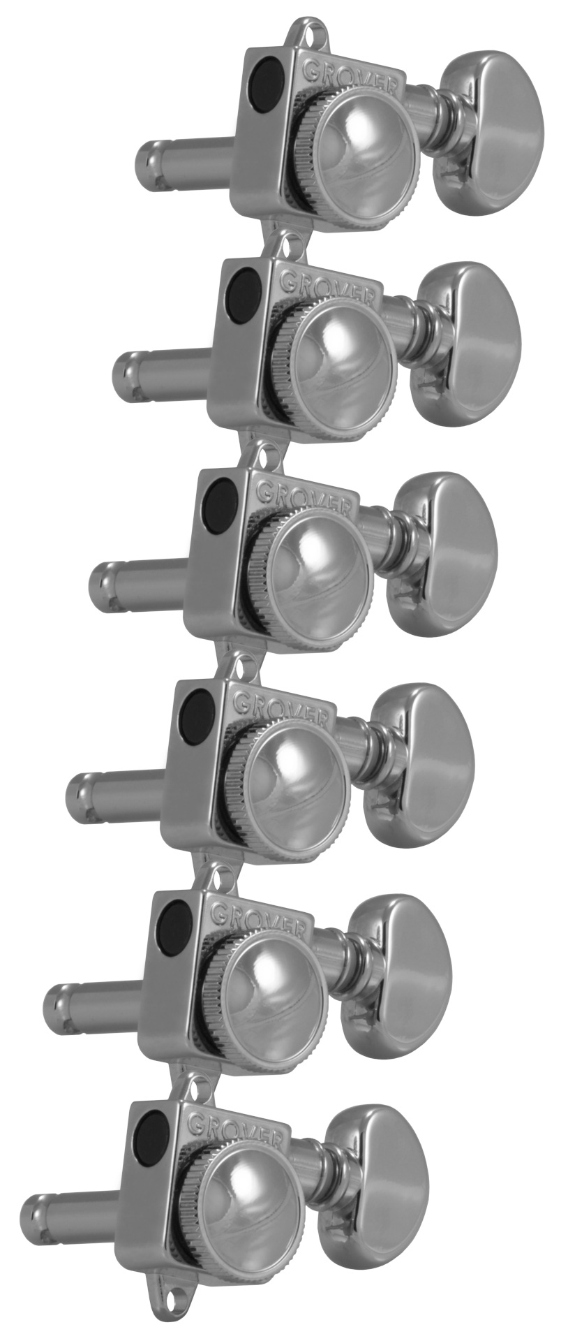 Grover 505FVC Roto-Grip Locking Rotomatics for Vintage F-Style Tuners - Guitar Machine Heads, 6-in-Line, Bass Side (Left) - Chrome